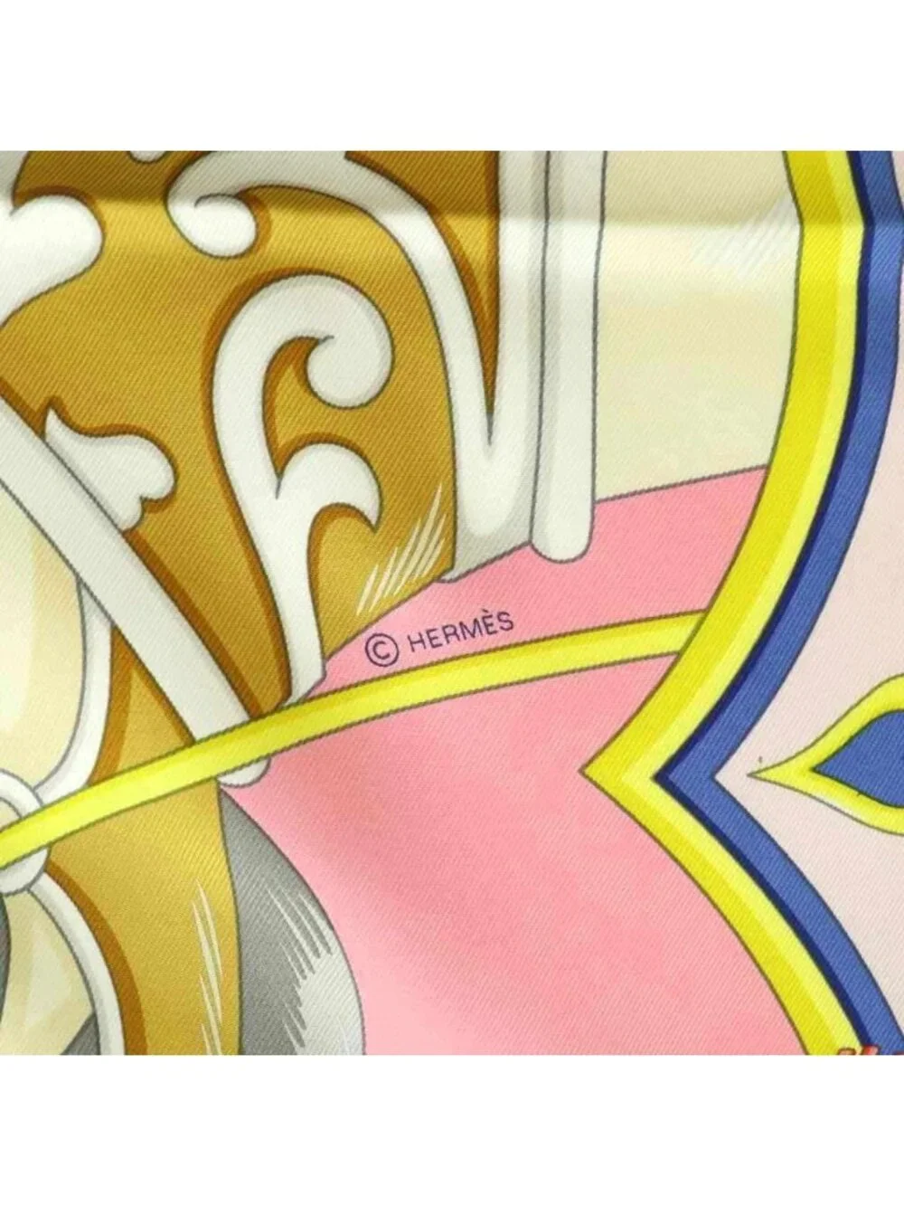★SOLD★ Hermes Harnais de Coeur Carre 90 Scarf All Over Pattern Silk Pink - Picture 7 of 7